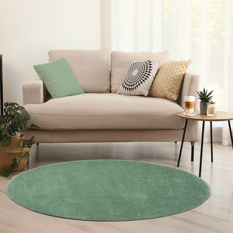 Round rug for living room, short pile, solid color, soft, round, suitable for bedroom or children's room-zoom-