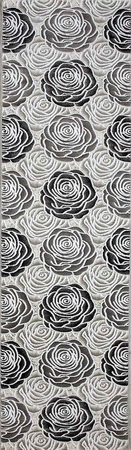 Teppich Wohnzimmer Floral Rosen Muster in Rosa Pink Creme Grau Schwarz Anthrazit mit Glanzfaser-10
