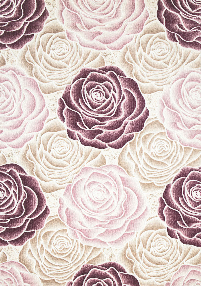 Teppich Wohnzimmer Floral Rosen Muster in Rosa Pink Creme Grau Schwarz Anthrazit mit Glanzfaser-zoom-