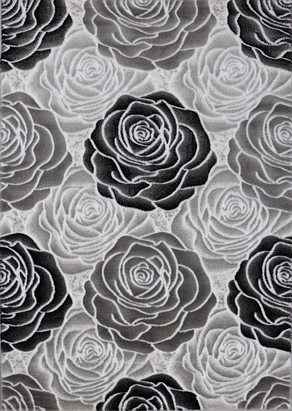 Teppich Wohnzimmer Floral Rosen Muster in Rosa Pink Creme Grau Schwarz Anthrazit mit Glanzfaser-zoom-11