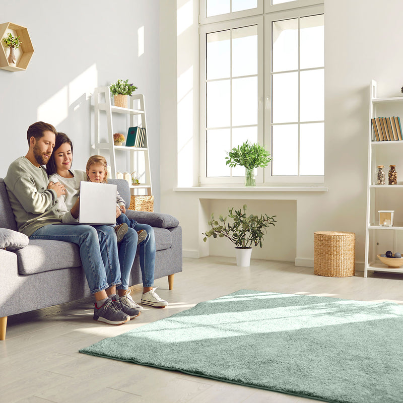 Short-pile, solid-color rug for living room, suitable for bedrooms and children's rooms; soft and easy-care; various sizes and colors. -zoom-