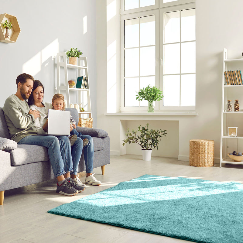 Short-pile, solid-color rug for living room, suitable for bedrooms and children's rooms; soft and easy-care; various sizes and colors. -zoom-