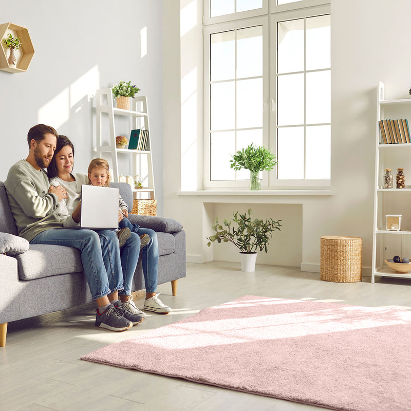 Short-pile, solid-color rug for living room, suitable for bedrooms and children's rooms; soft and easy-care; various sizes and colors. -zoom-