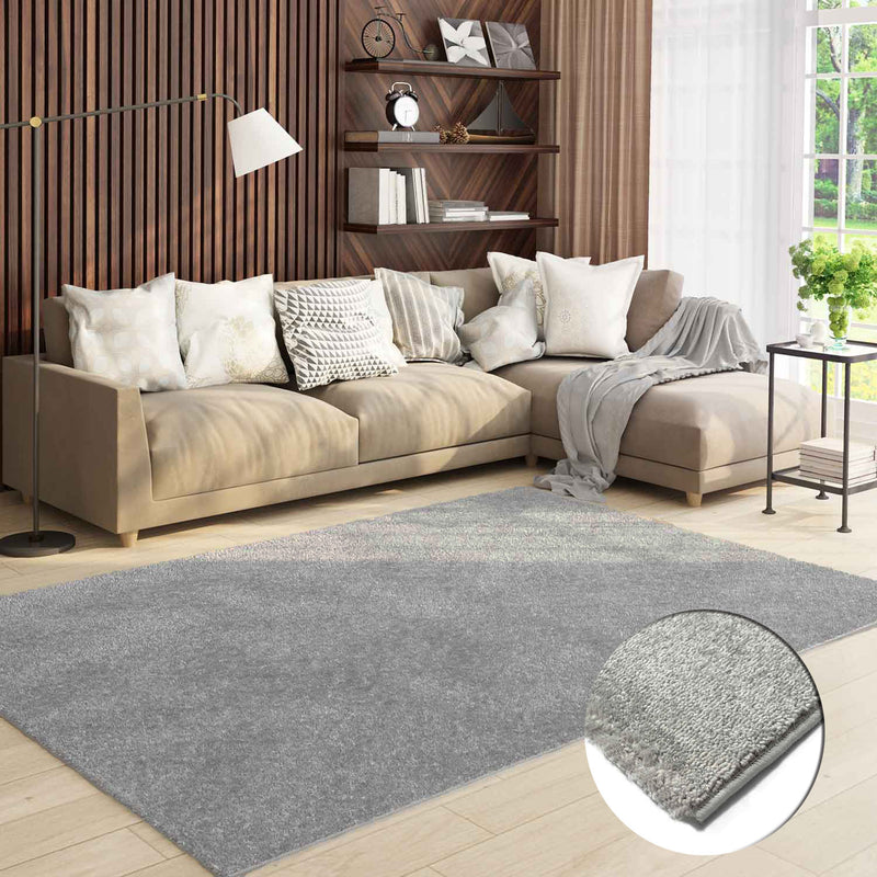 Short-pile, solid-color rug for living room, suitable for bedrooms and children's rooms; soft and easy-care; various sizes and colors. -zoom-