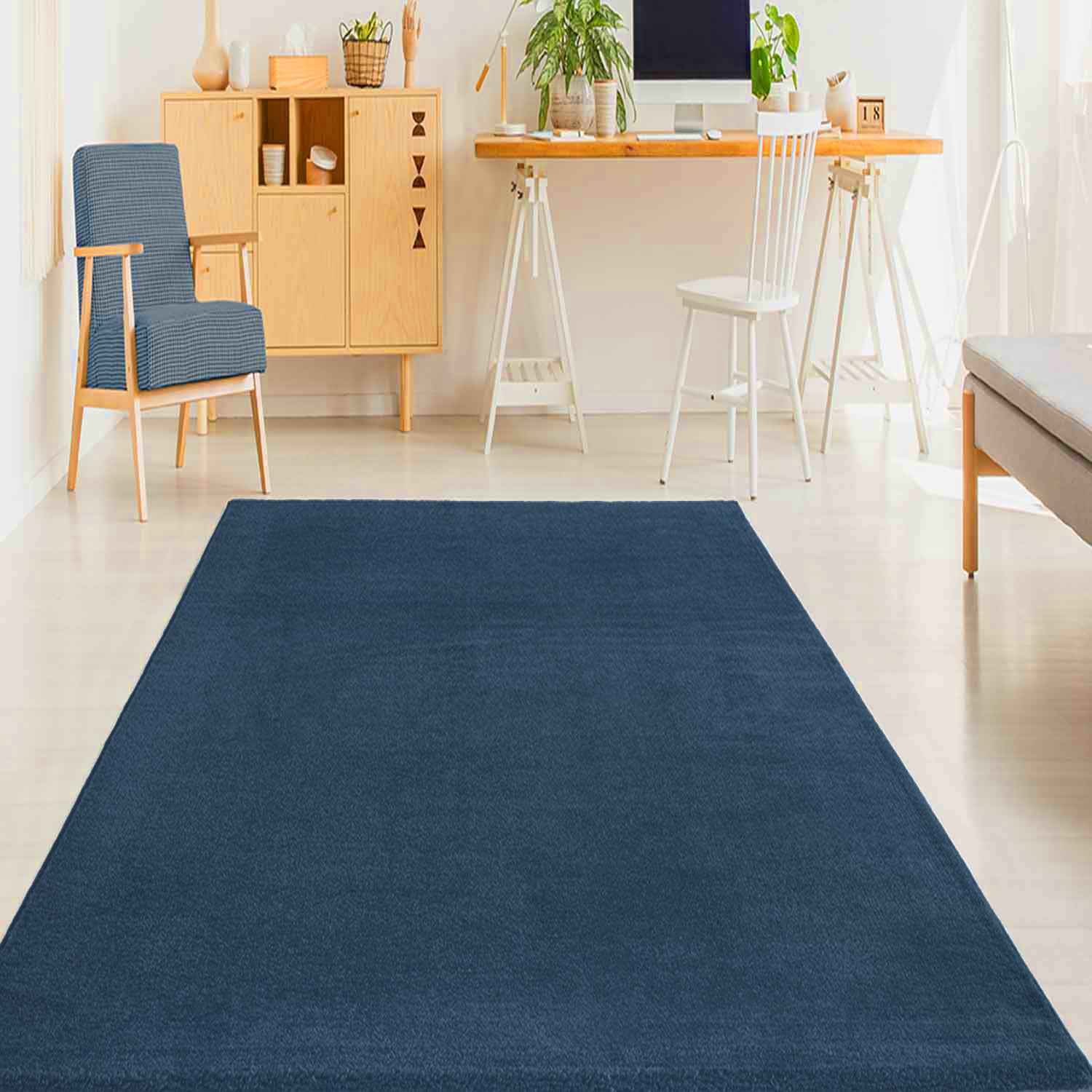 Short-pile, solid-color rug for living room, suitable for bedrooms and children's rooms; soft and easy-care; various sizes and colors. -45
