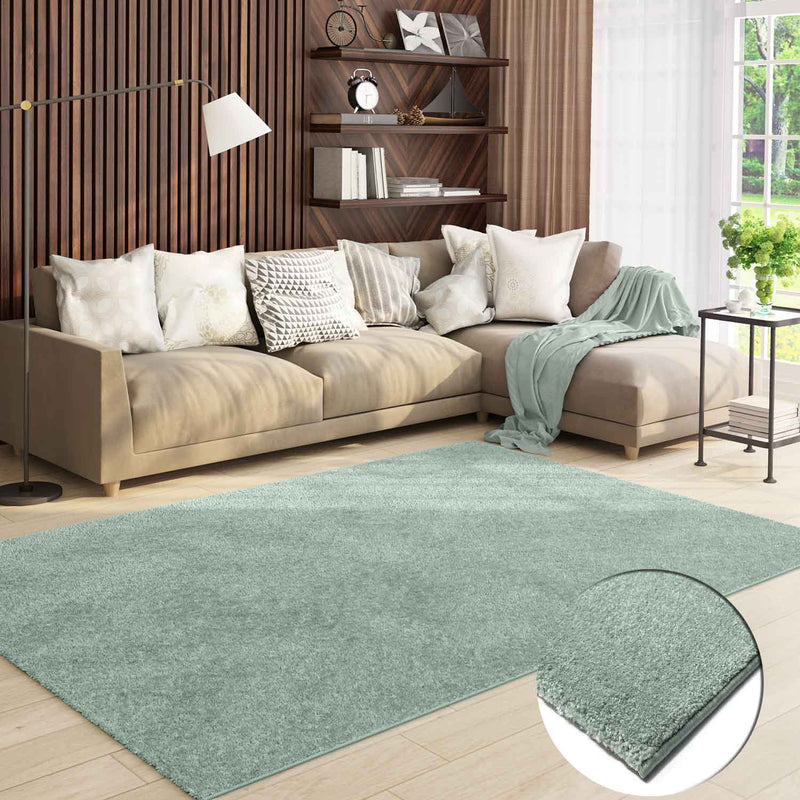 Short-pile, solid-color rug for living room, suitable for bedrooms and children's rooms; soft and easy-care; various sizes and colors. -zoom-