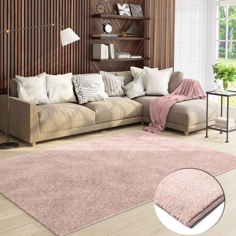 Short-pile, solid-color rug for living room, suitable for bedrooms and children's rooms; soft and easy-care; various sizes and colors. -zoom-