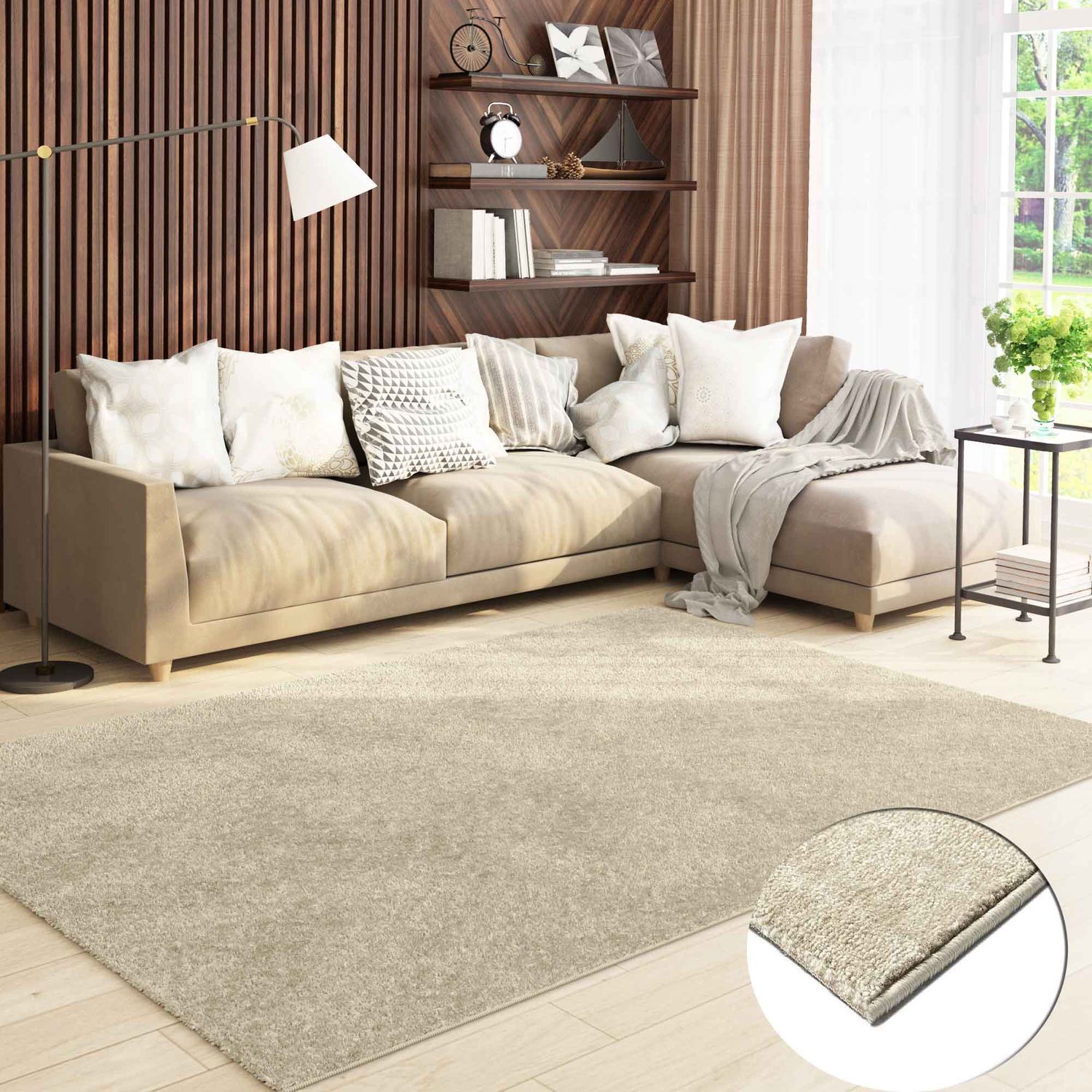 Short-pile, solid-color rug for living room, suitable for bedrooms and children's rooms; soft and easy-care; various sizes and colors. 