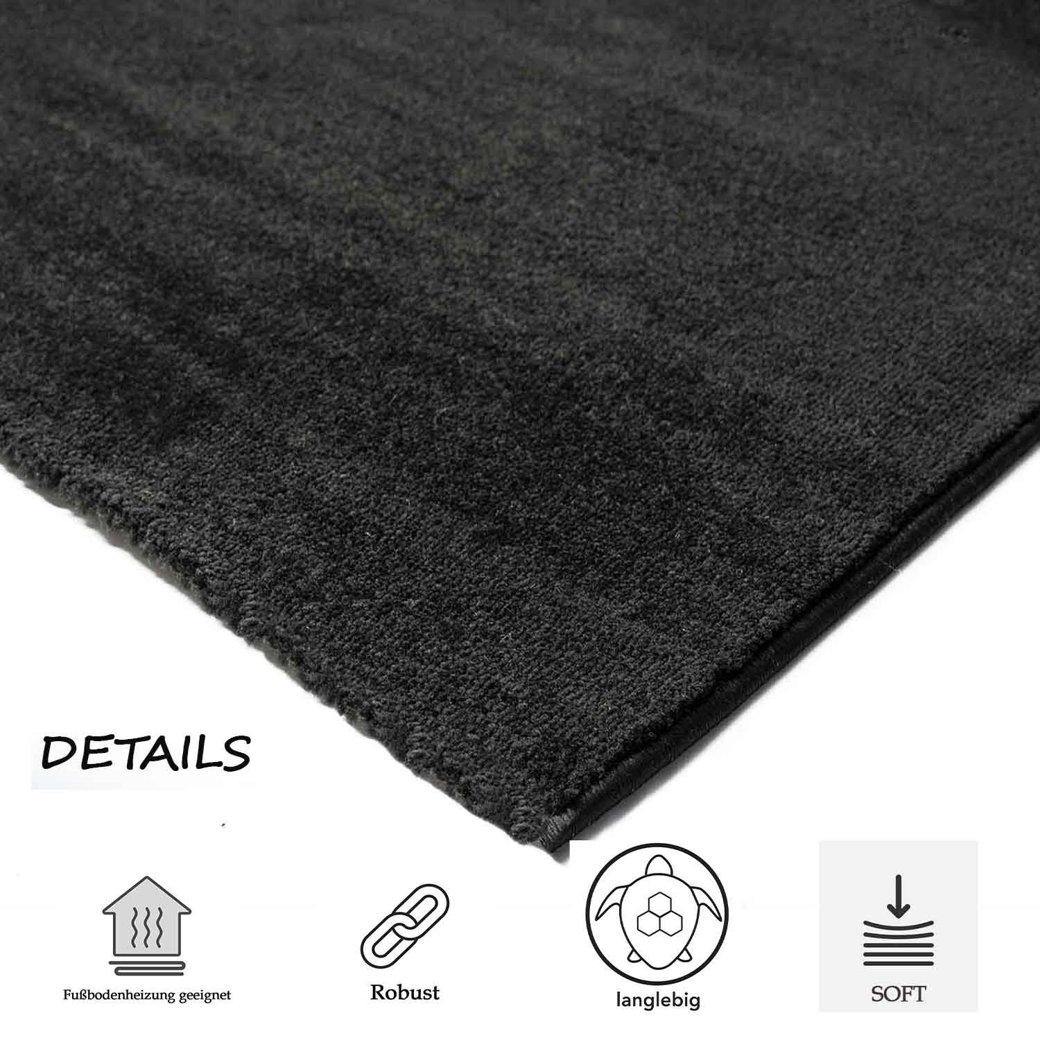 Short-pile, solid-color rug for living room, suitable for bedrooms and children's rooms; soft and easy-care; various sizes and colors. -28