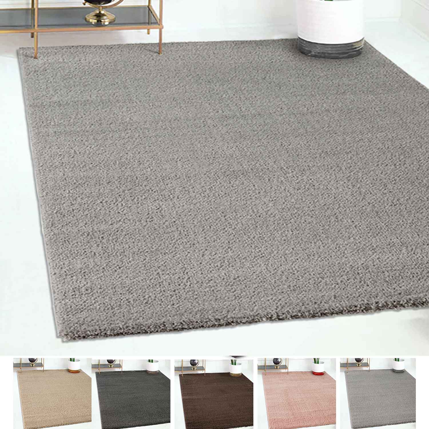 Short-pile, solid-color, modern, fluffy, soft microfiber rug, for living room, bedroom, kitchen