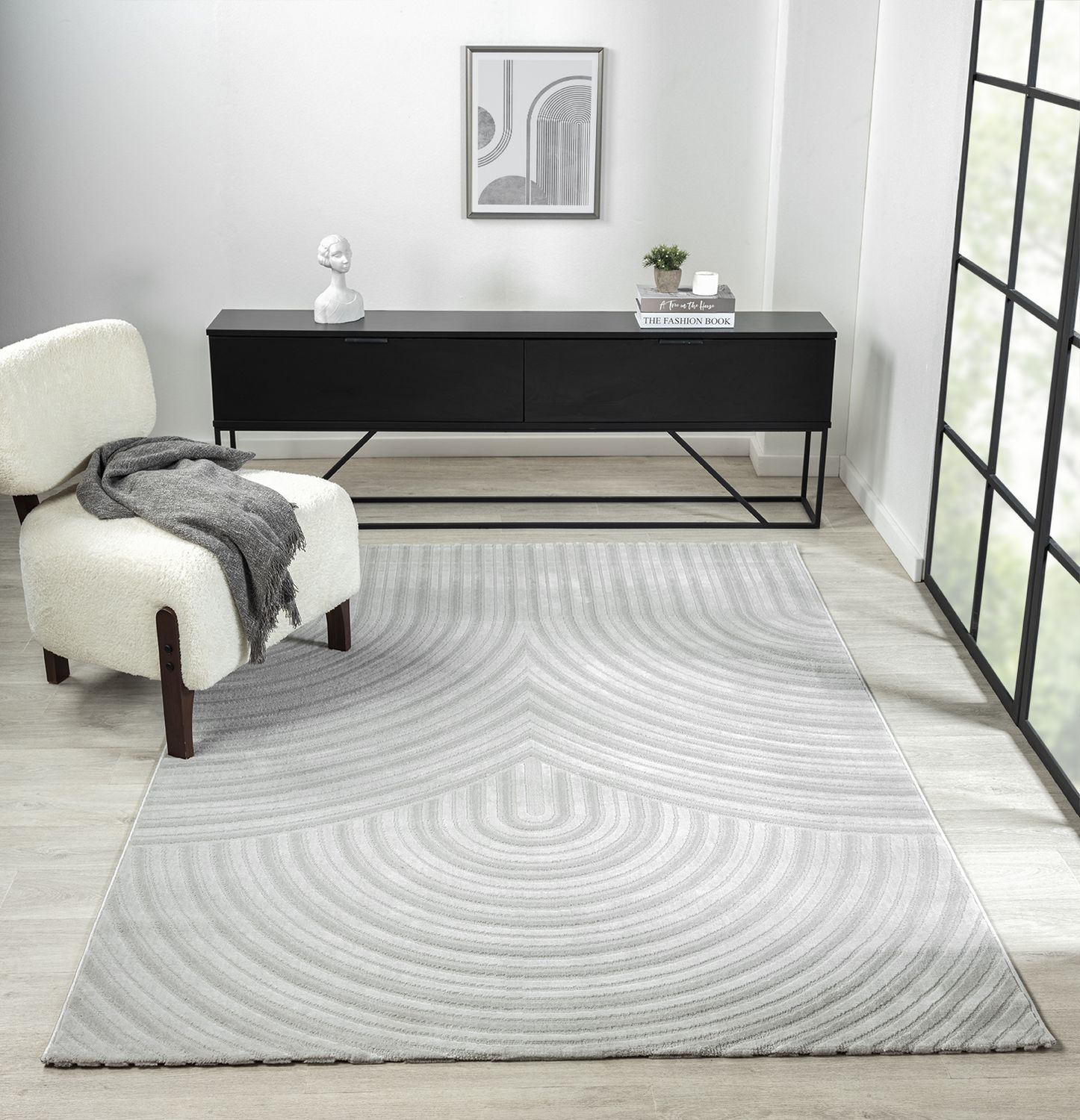 Living room rug, short pile, bedroom, wave pattern, high-low design / modern, vibrant look-1