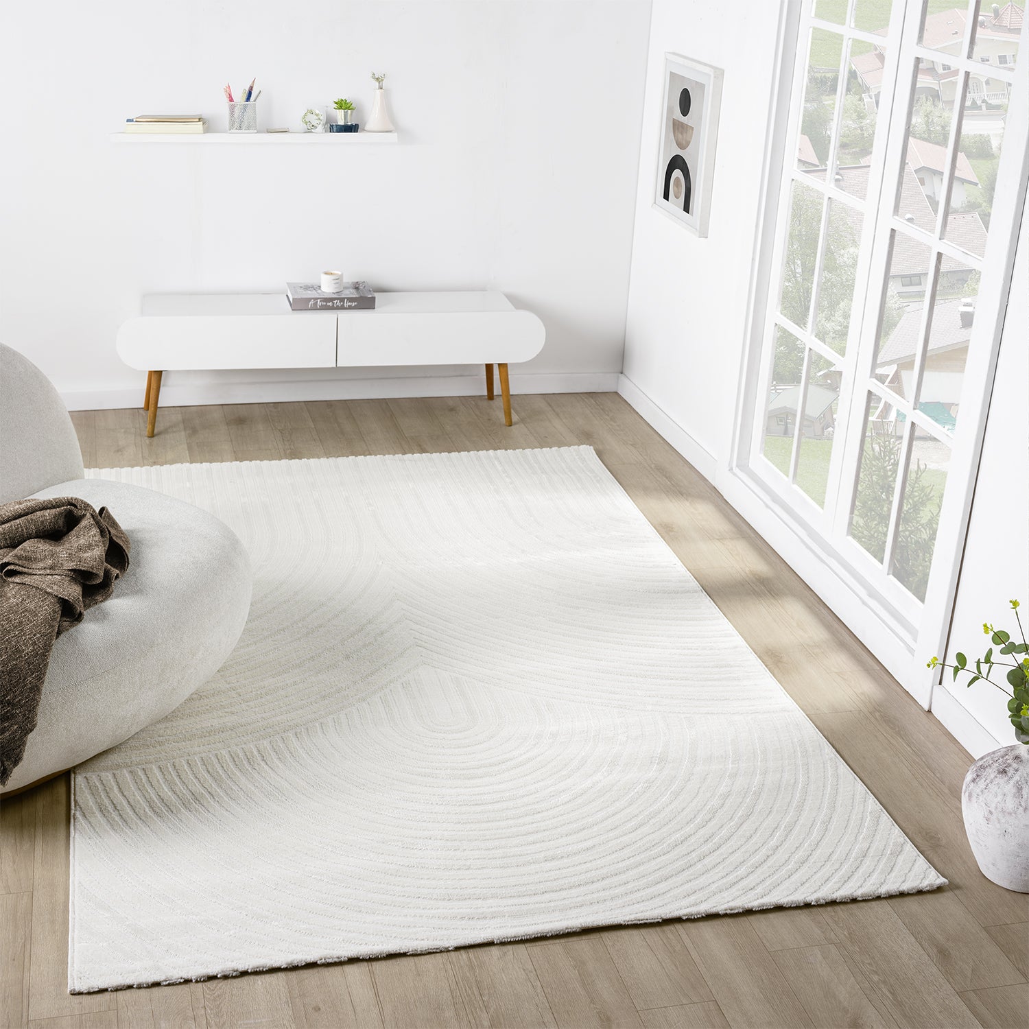 Living room rug, short pile, bedroom, wave pattern, high-low design / modern, vibrant look-13
