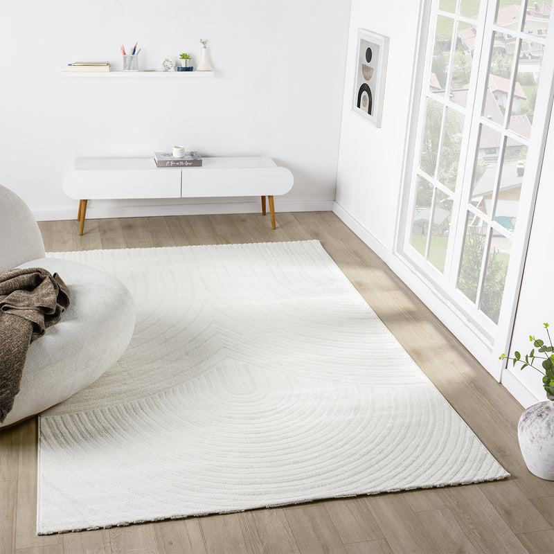 Living room rug, short pile, bedroom, wave pattern, high-low design / modern, vibrant look-zoom-