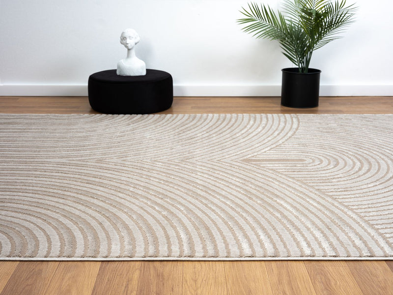 Living room rug, short pile, bedroom, wave pattern, high-low design / modern, vibrant look-zoom-