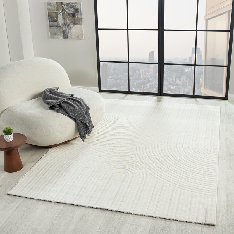 Carpet for living room, short pile, bedroom, wave pattern, high-low pattern / Boho Sakndi-zoom-