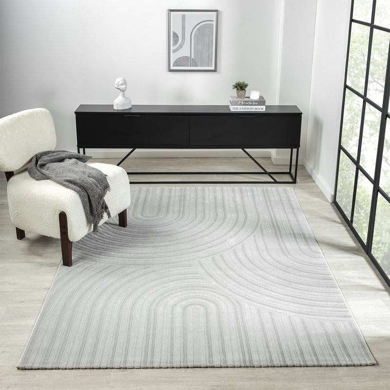 Carpet for living room, short pile, bedroom, wave pattern, high-low pattern / Boho Sakndi-zoom-