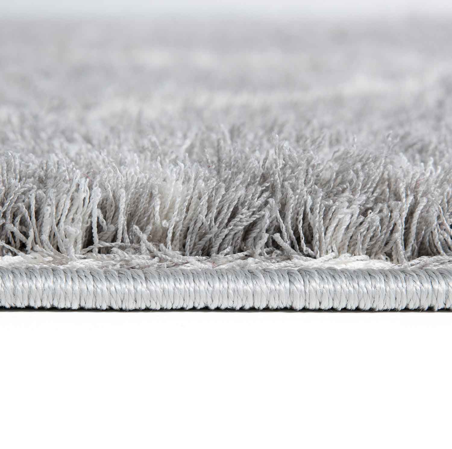 Living room rug, microfiber, soft melange with fringes, grey & cream-7
