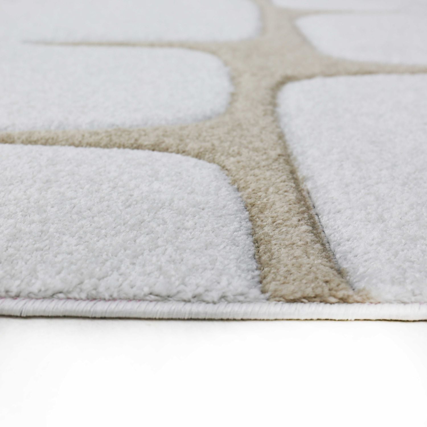 Modern living room rug with stone look and hand-cut contours, cream beige
