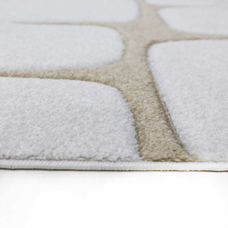 Modern living room rug with stone look and hand-cut contours, cream beige-zoom-