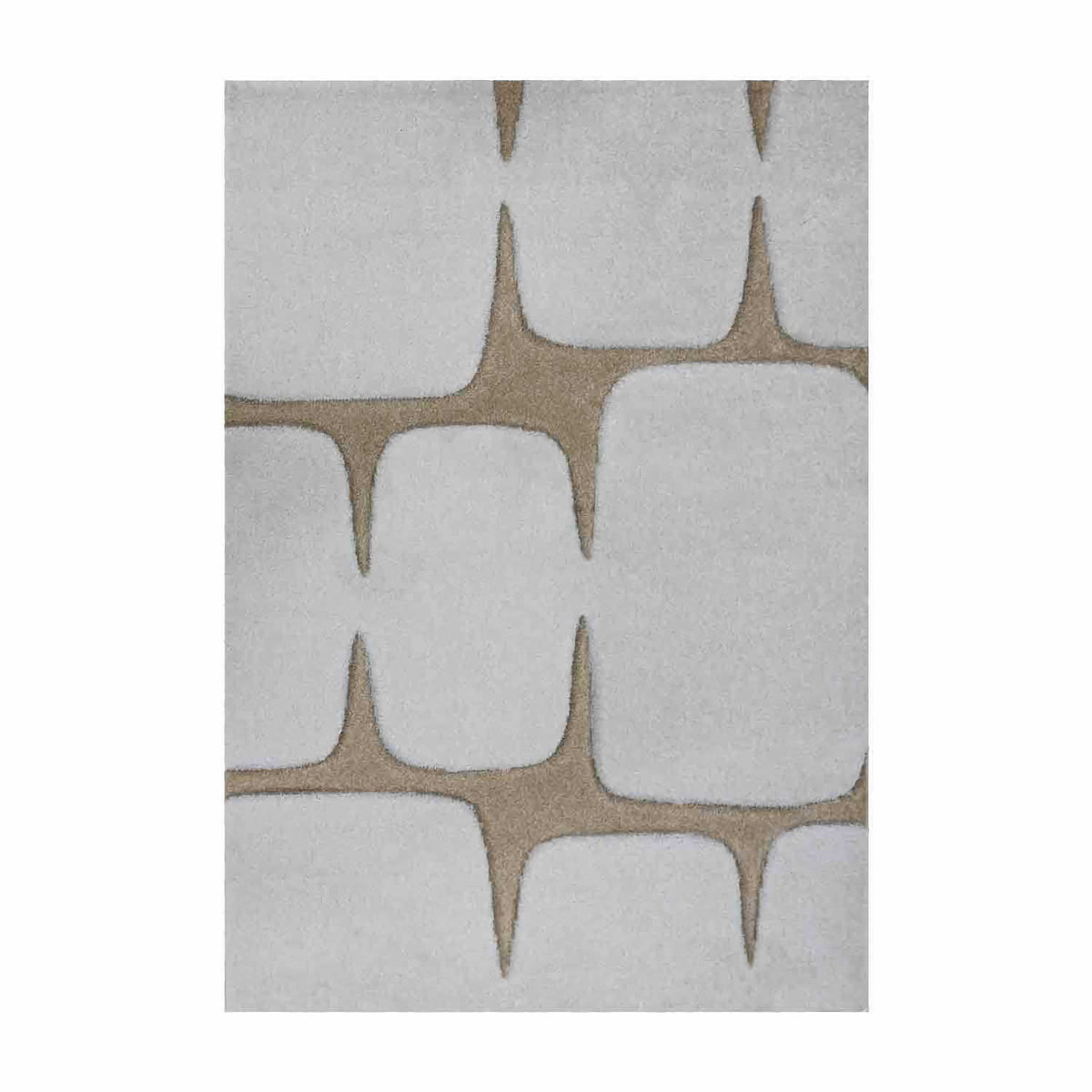 Modern living room rug with stone look and hand-cut contours, cream beige
