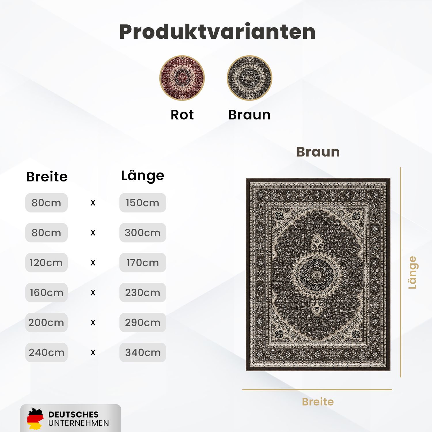 Living room rug, oriental style, ornamental border, brown and beige-zoom-7