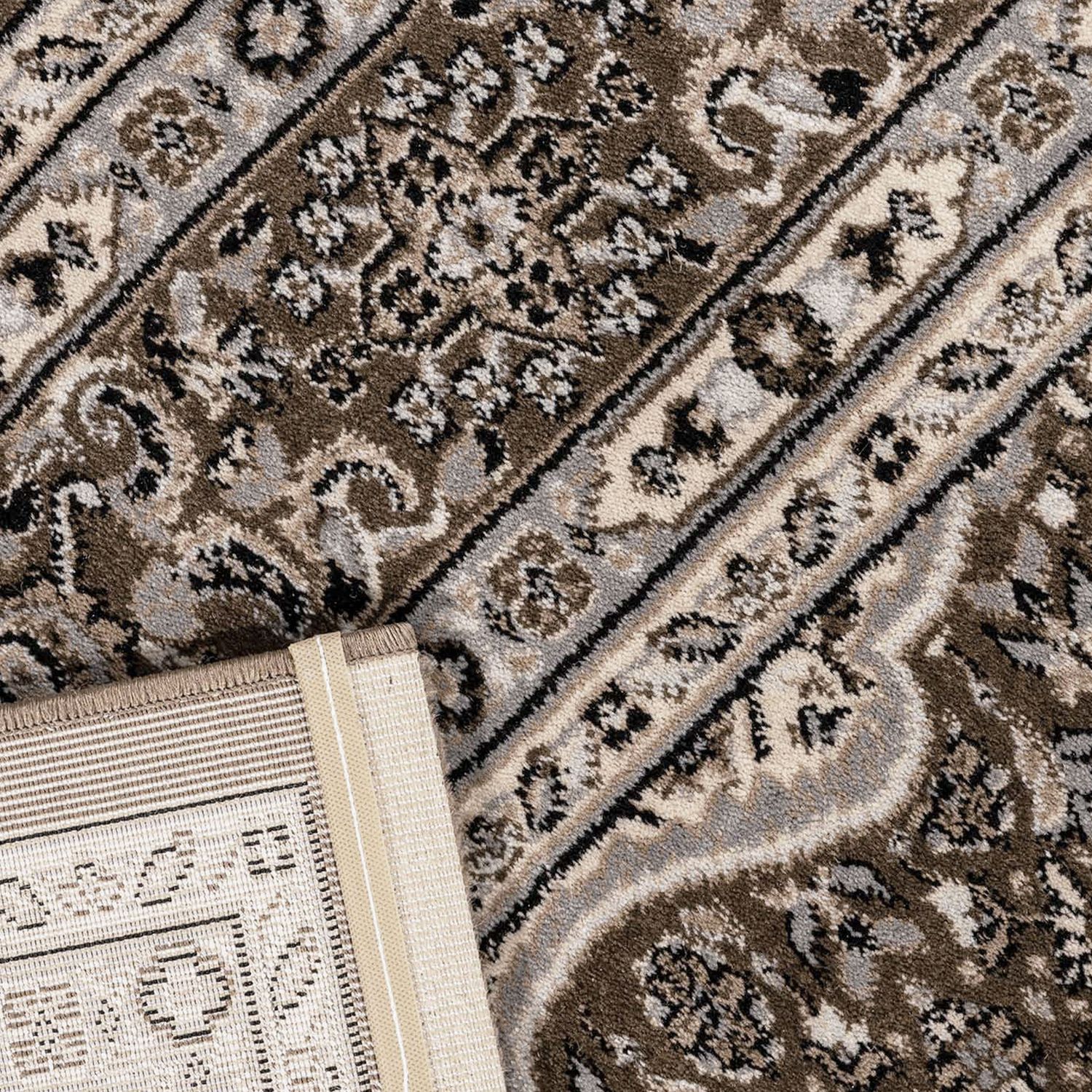 Living room rug, oriental style, ornamental border, brown and beige-4