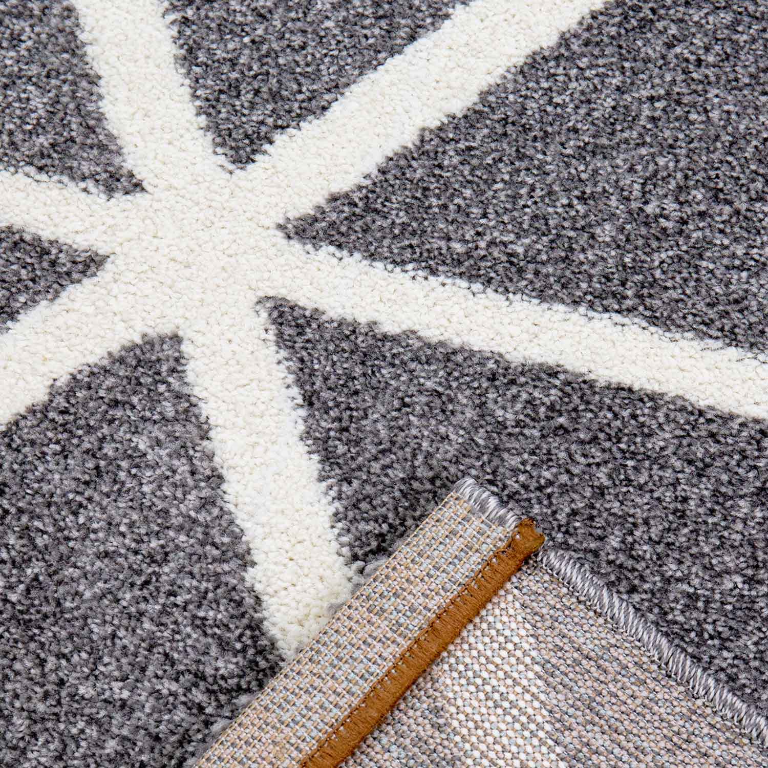 Short-pile rug in pastel white diamond design, durable, available in various colors, for living room, bedroom, kitchen-zoom-18