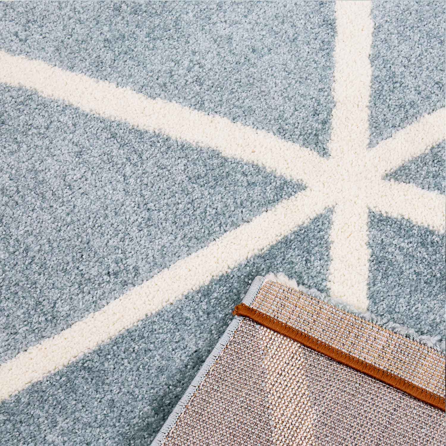 Short-pile rug in pastel white diamond design, durable, available in various colors, for living room, bedroom, kitchen-8