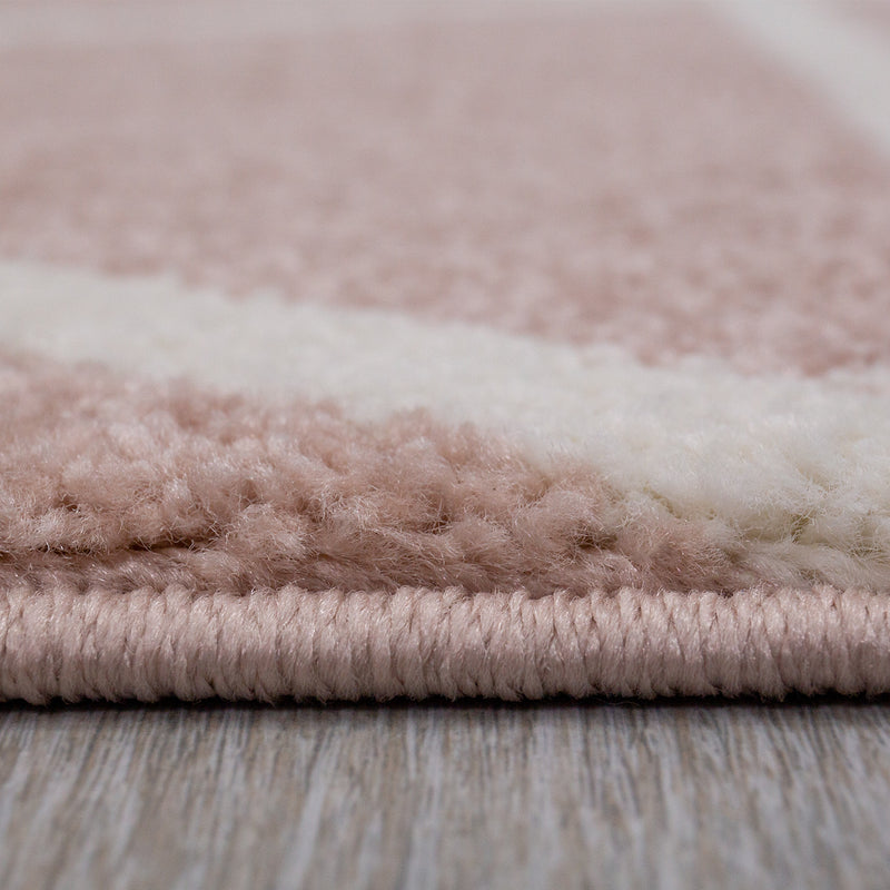 Short-pile rug in pastel white diamond design, durable, available in various colors, for living room, bedroom, kitchen-zoom-