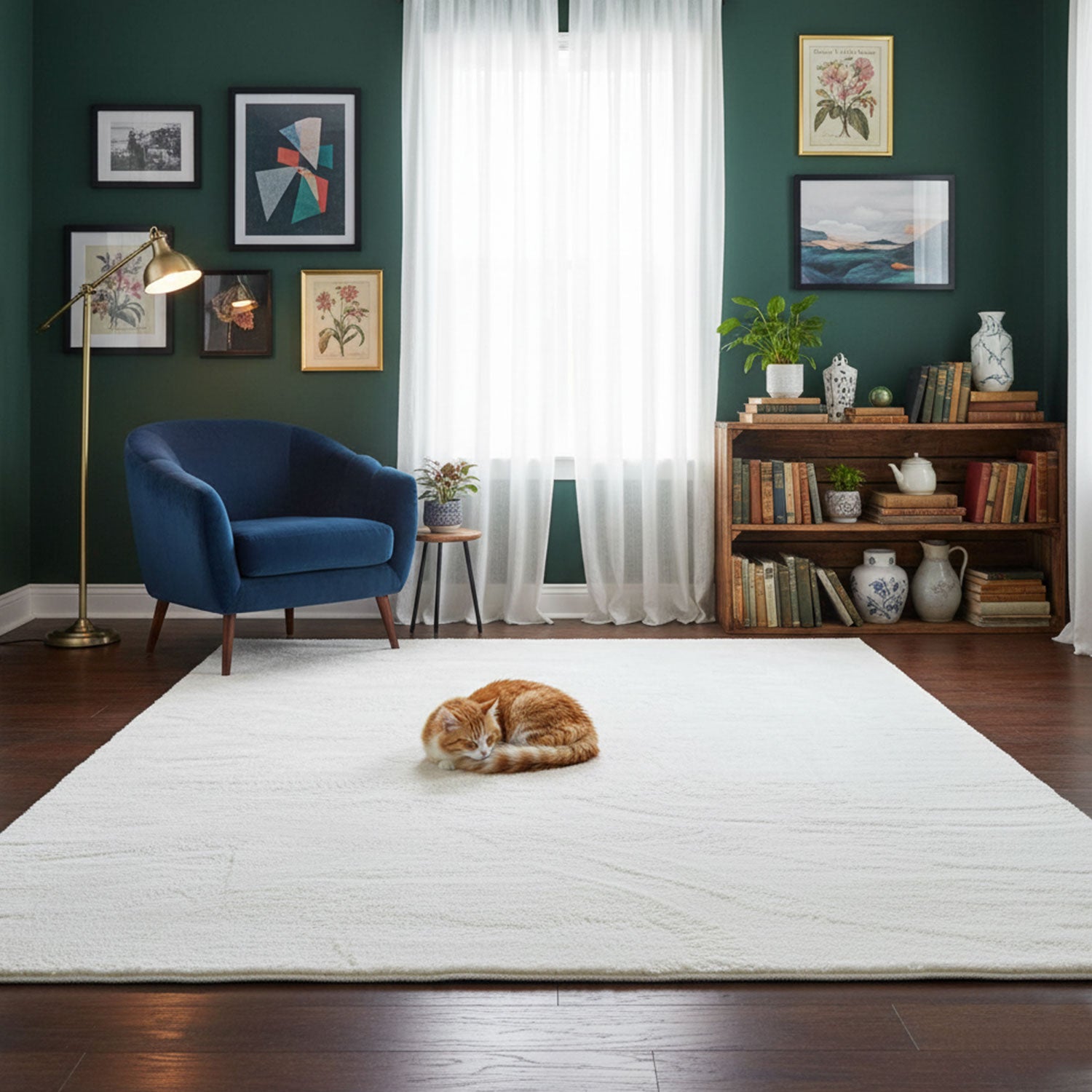 Carpet for living room/bedroom: Fluffy, short pile – washable and suitable for underfloor heating-zoom-10