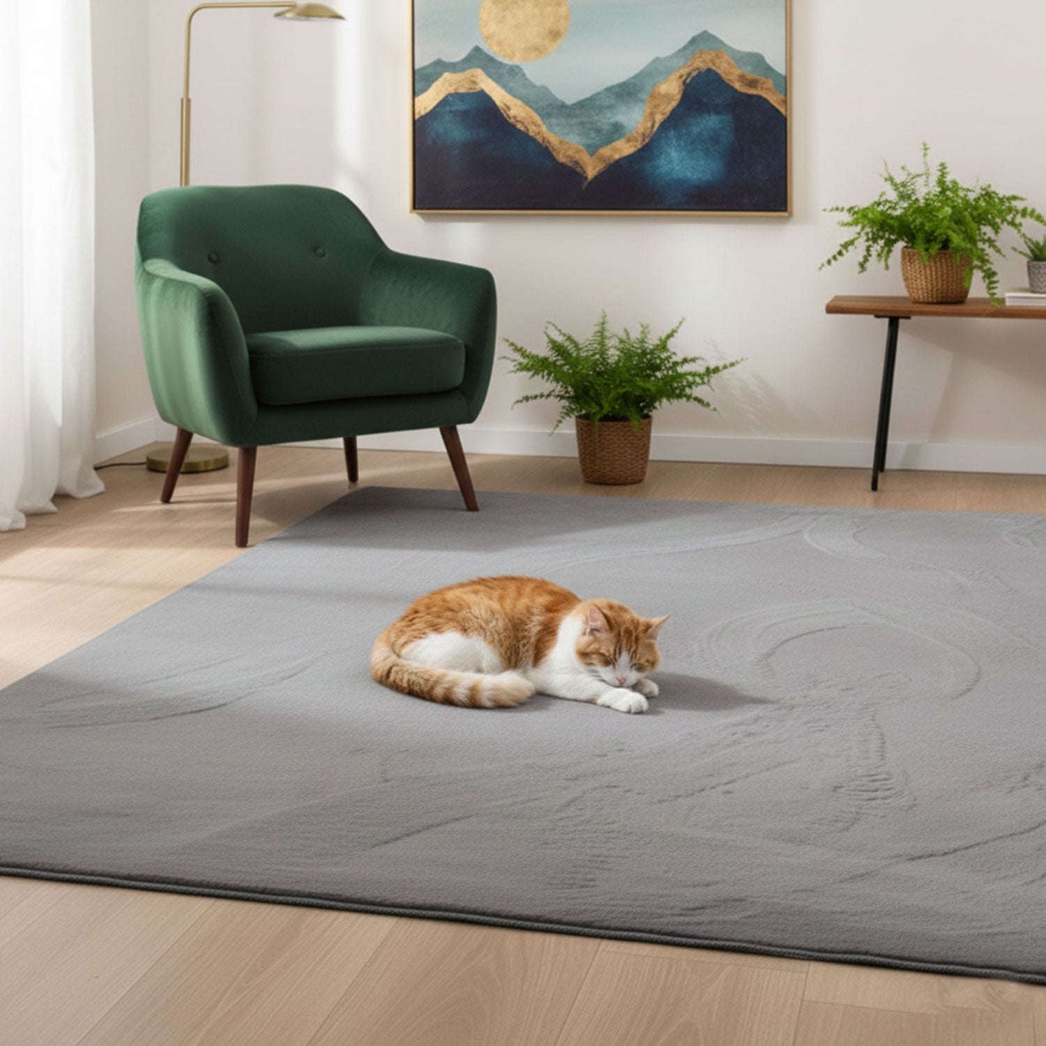 Carpet for living room/bedroom: Fluffy, short pile – washable and suitable for underfloor heating-1