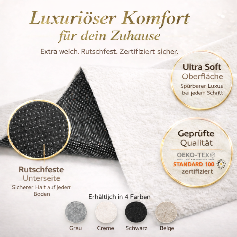 Carpet for living room/bedroom: Fluffy, short pile – washable and suitable for underfloor heating-zoom-
