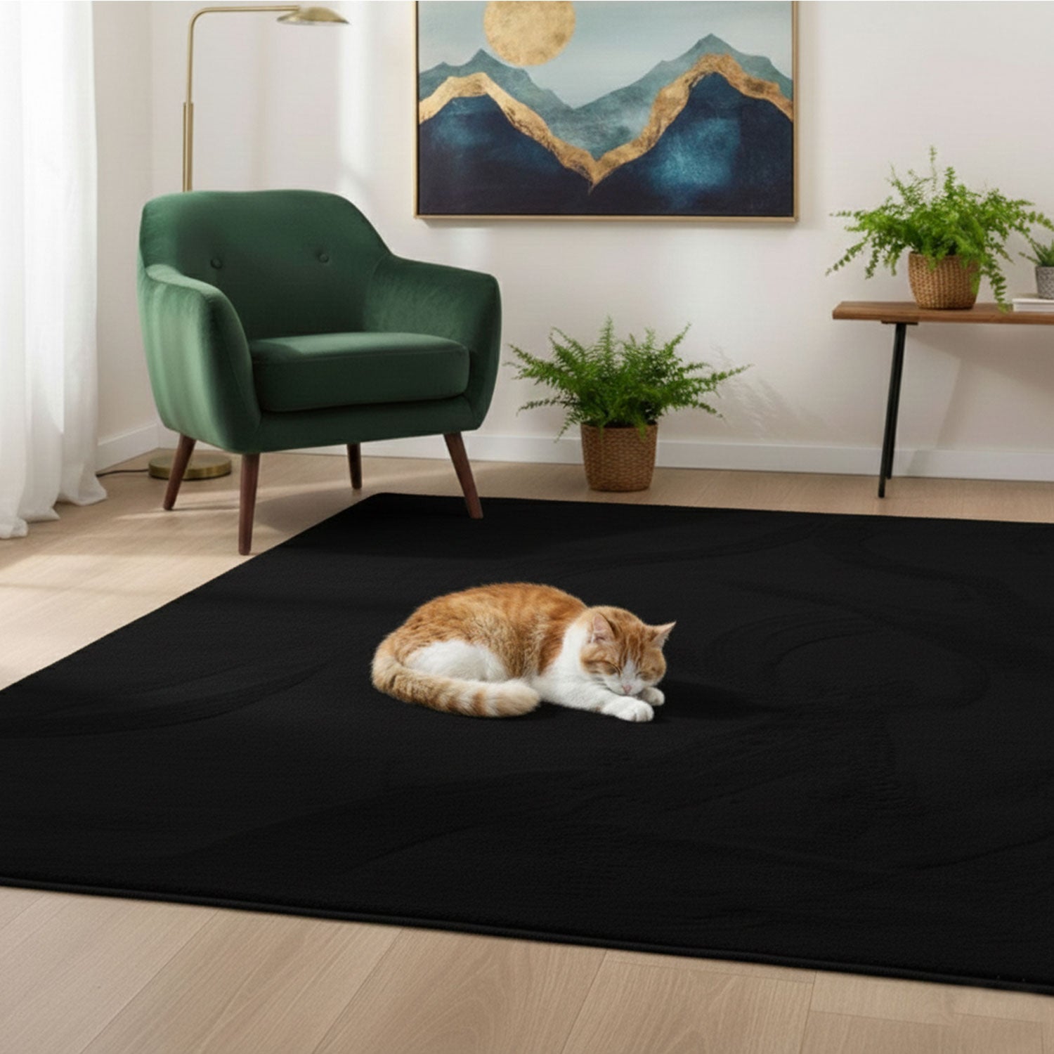 Carpet for living room/bedroom: Fluffy, short pile – washable and suitable for underfloor heating-18