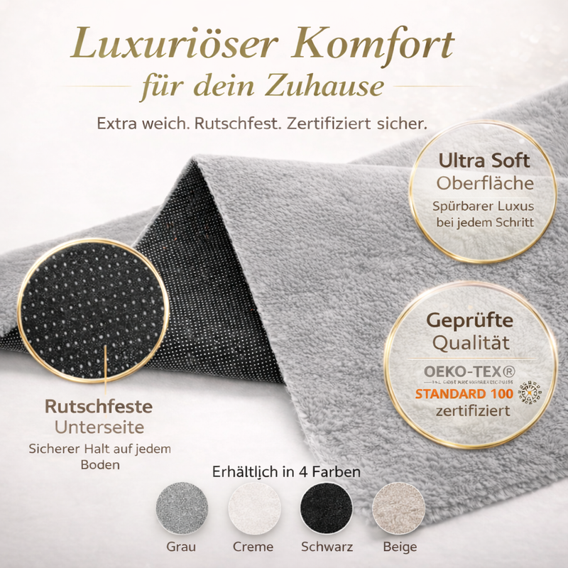 Carpet for living room/bedroom: Fluffy, short pile – washable and suitable for underfloor heating-zoom-