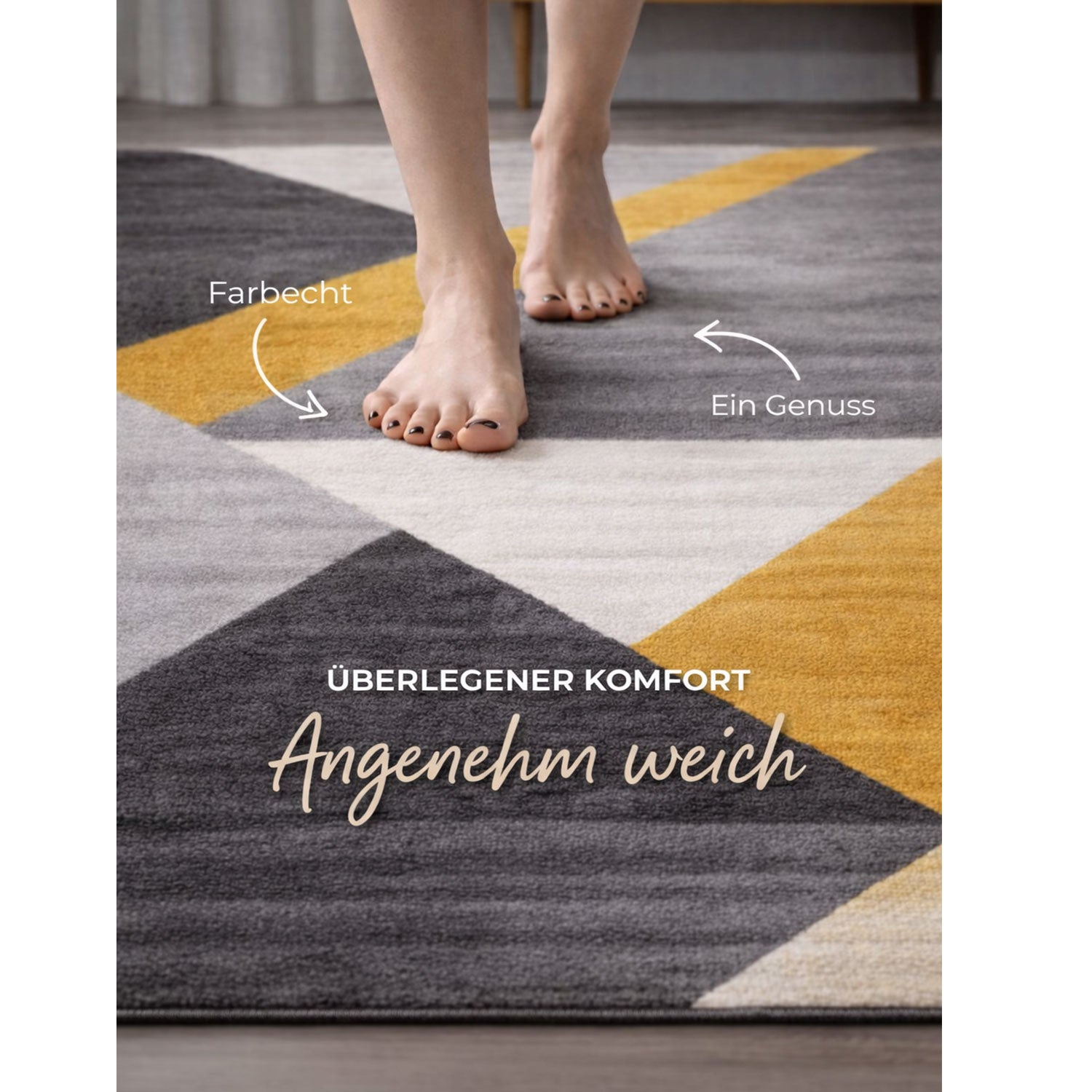 Carpet for living room, bedroom, hallway, geometric pattern, yellow-3