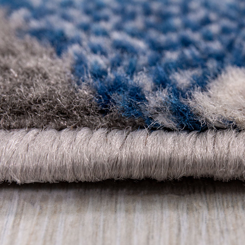 Carpet for living room, bedroom, hallway, geometric pattern, blue-zoom-