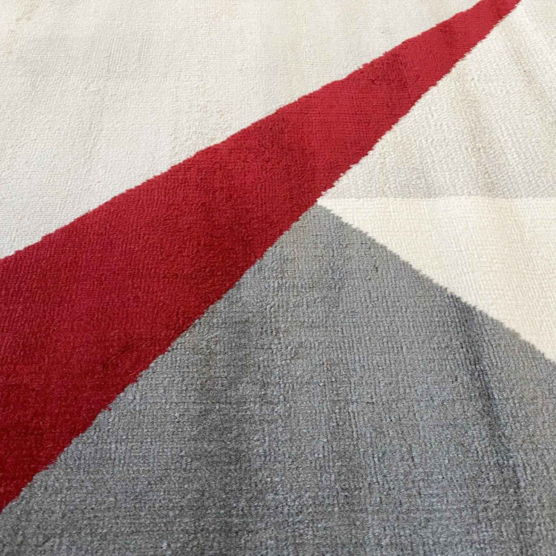 Carpet for living room, bedroom, hallway, geometric pattern, red-zoom-