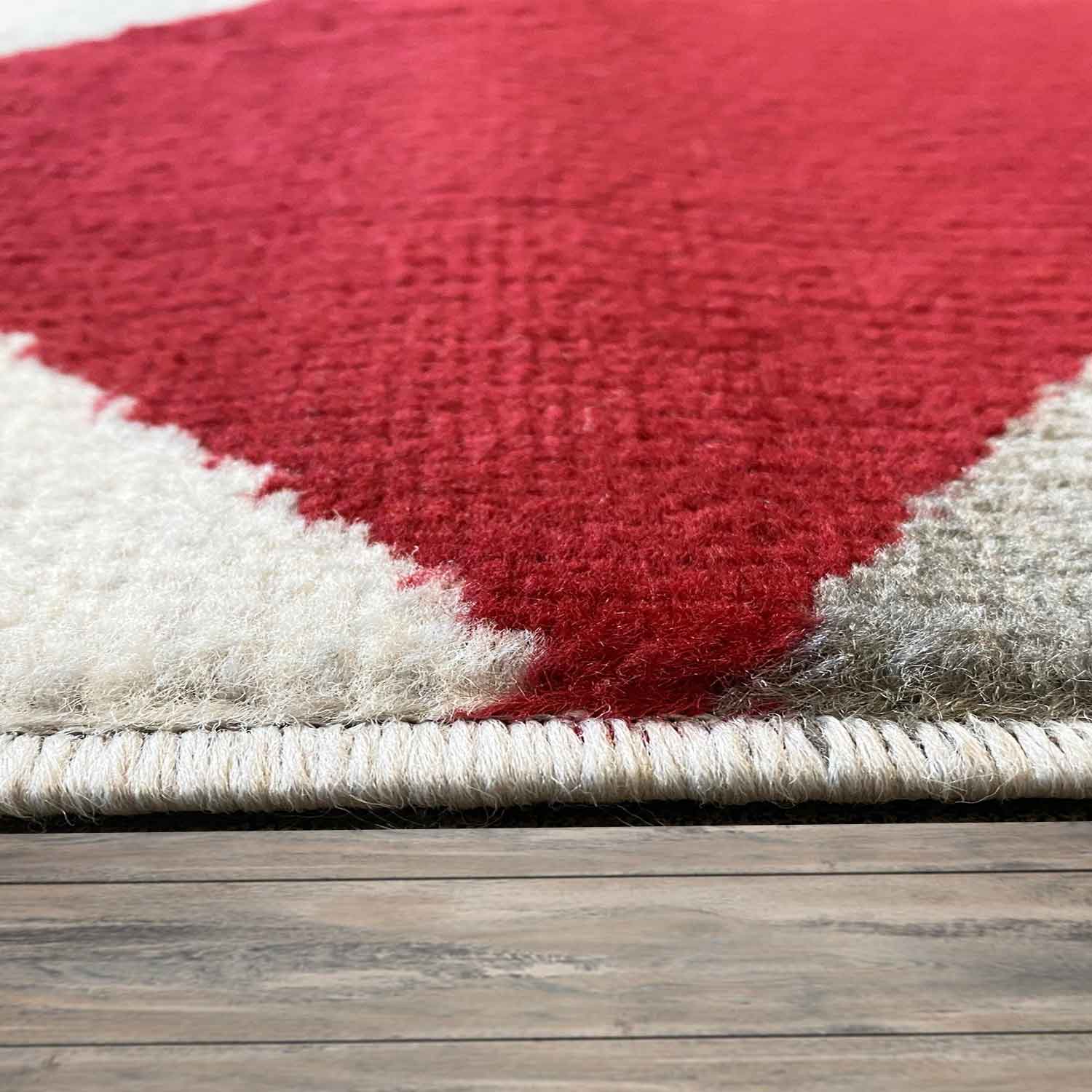 Carpet for living room, bedroom, hallway, geometric pattern, red-3