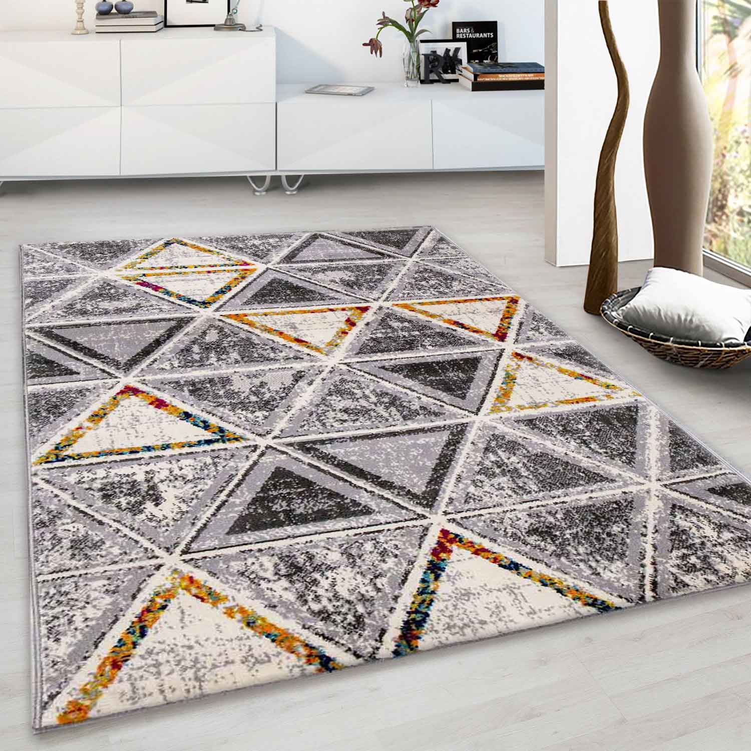 Carpet for living room, bedroom, hallway; geometric pattern carpet in colorful designs-5