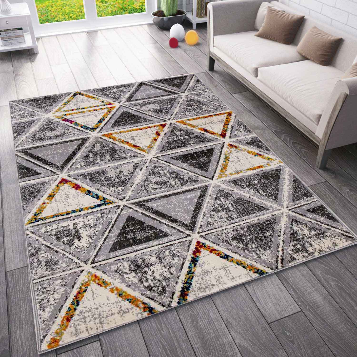 Carpet for living room, bedroom, hallway; geometric pattern carpet in colorful designs