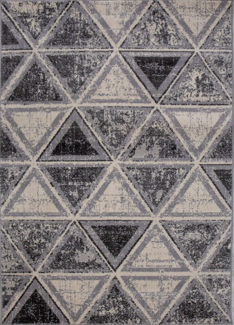 Carpet for living room, bedroom, hallway, geometric pattern in grey-zoom-