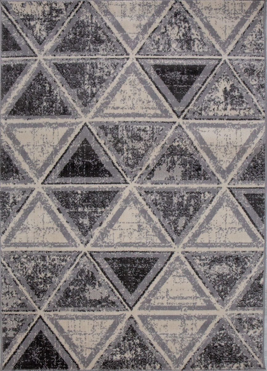 Carpet for living room, bedroom, hallway, geometric pattern in grey