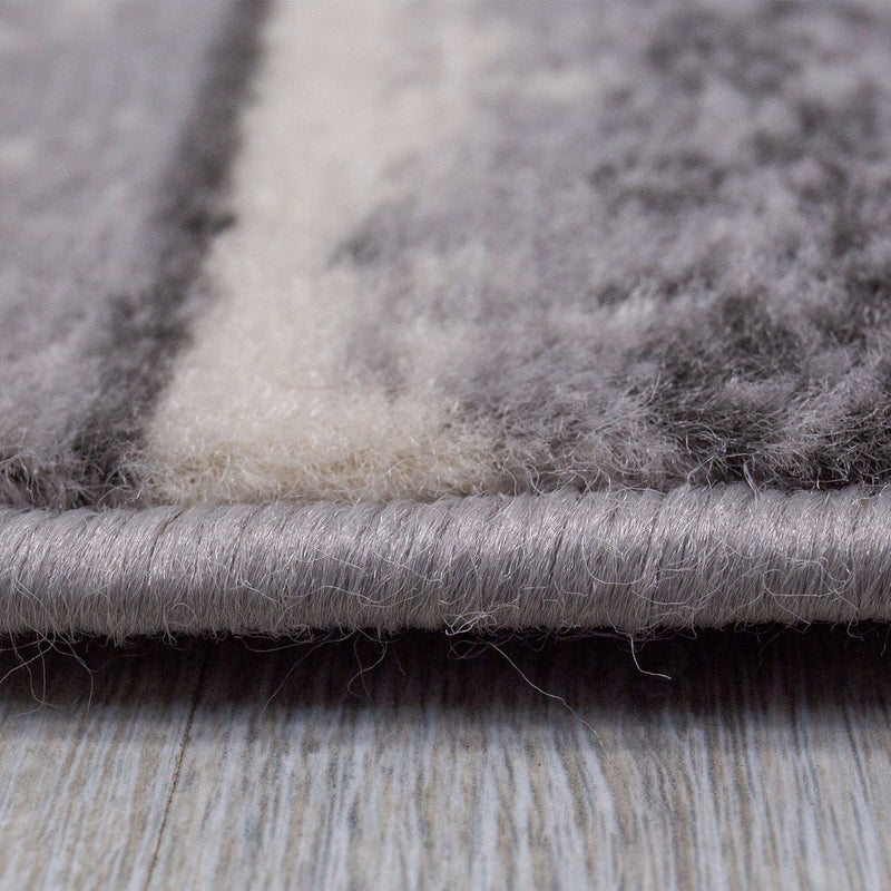 Carpet for living room, bedroom, hallway, geometric pattern in grey-zoom-