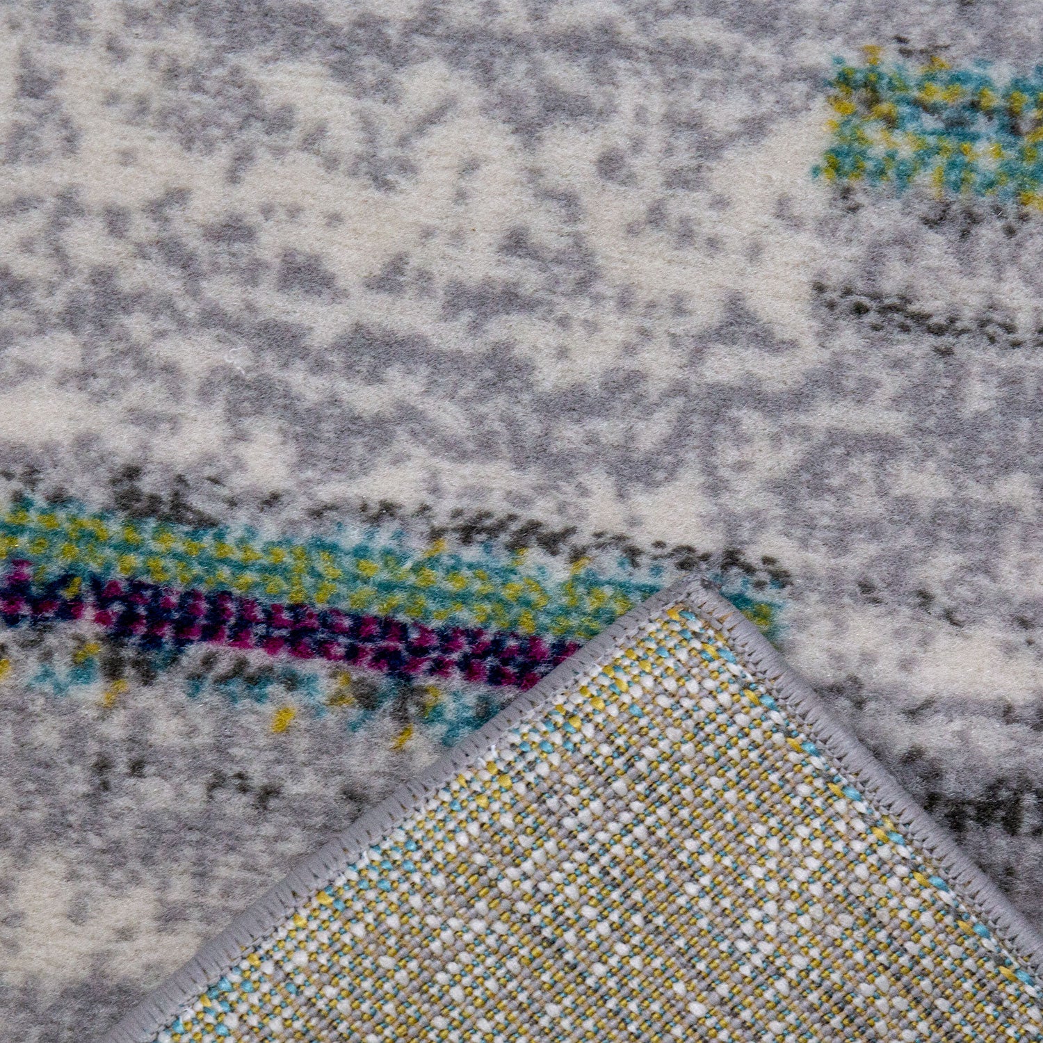 Teppich Wohnzimmer Schlafzimmer Flur Teppich Gestreift Muster in Grau & Gelb-zoom-3
