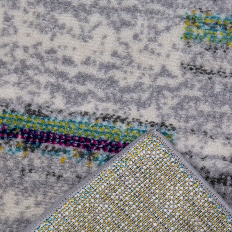 Teppich Wohnzimmer Schlafzimmer Flur Teppich Gestreift Muster in Grau & Gelb-zoom-