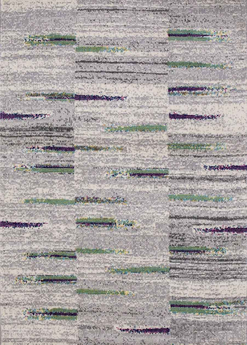Teppich Wohnzimmer Schlafzimmer Flur Teppich Gestreift Muster in Grau & Gelb-zoom-