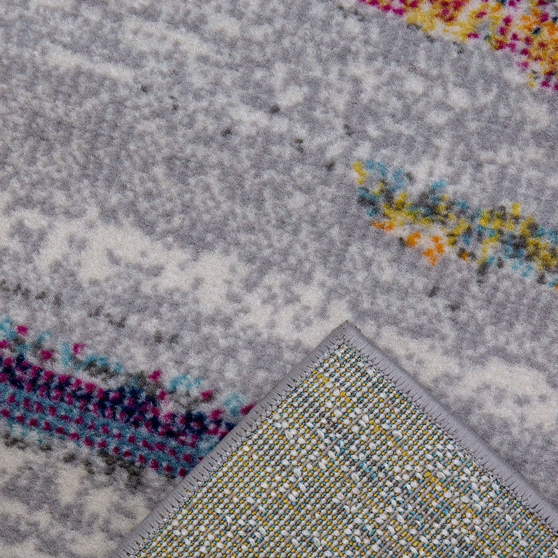 Teppich Wohnzimmer Schlafzimmer Flur Teppich Gestreift Muster in Grau & Gelb-zoom-