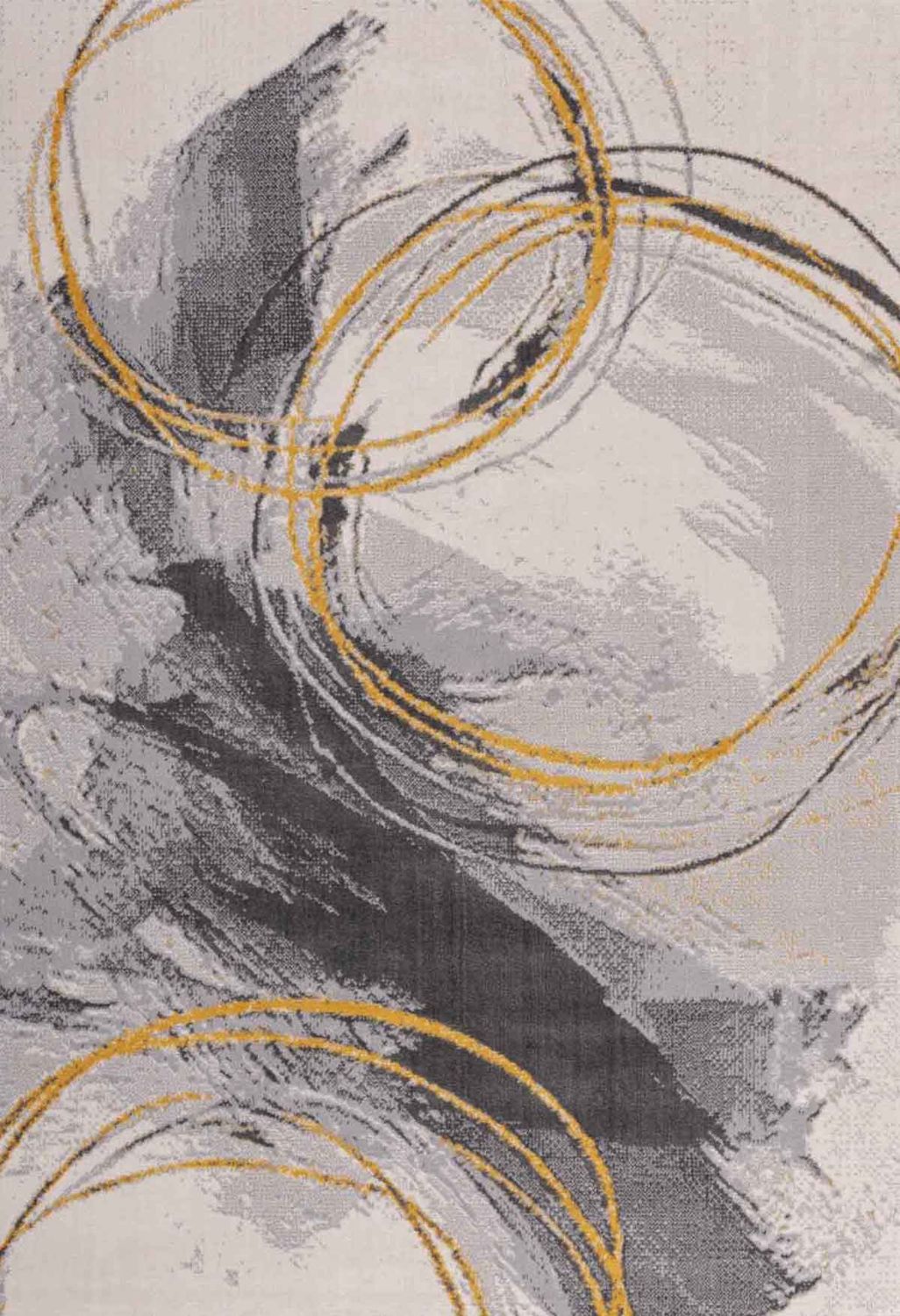 Carpet for living room, bedroom, hallway, short pile carpet with swirl pattern in yellow and cream