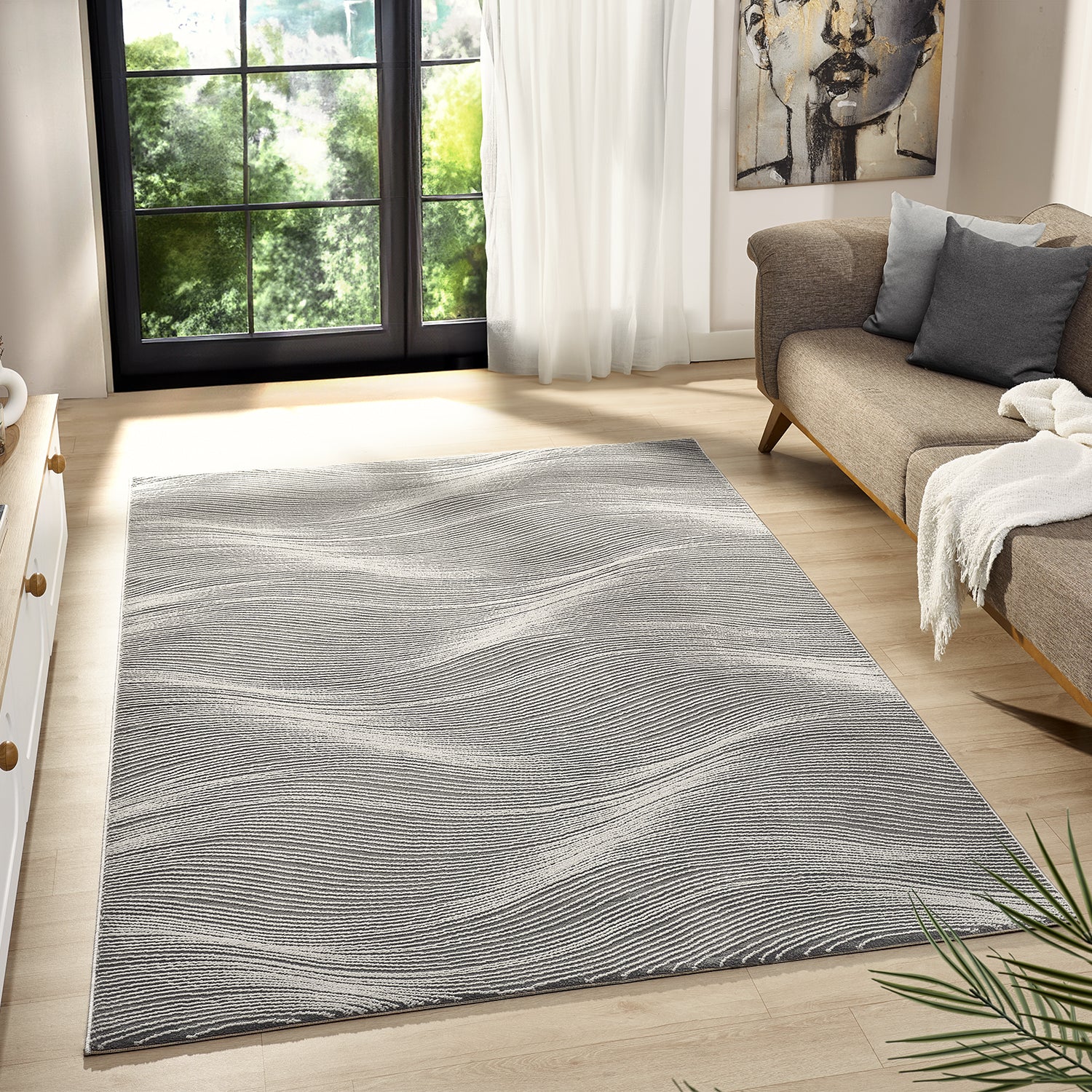Carpet for living room/bedroom, geometric waves, modern design | High quality |-zoom-7