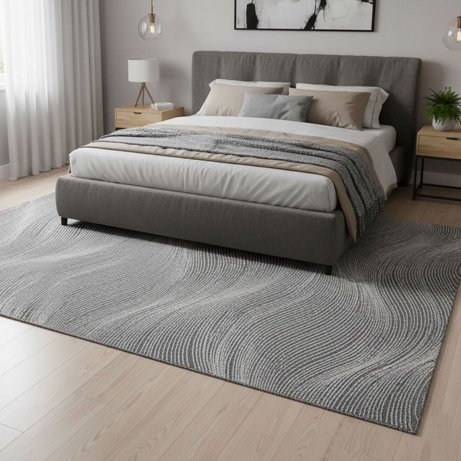 Carpet for living room/bedroom, geometric waves, modern design | High quality |-zoom-10